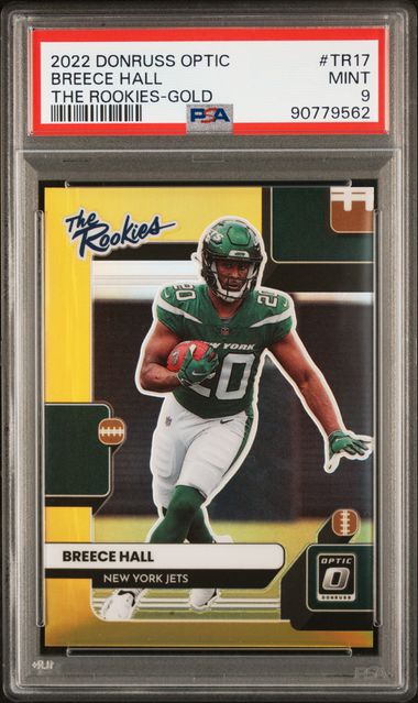 Breece Hall 2022 Optic The Rookies Gold #'d 6/10 PSA 9
