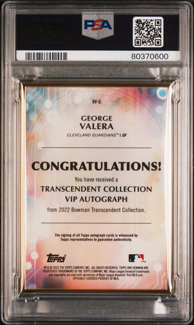 George Valera 2022 Bowman Transcendent Collection VIP Autograph #'d 35/50 PSA 9