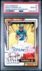 Brian Thomas Jr. 2024 Panini Donruss Bomb Squad autograph rc #'d 192/199 PSA 10