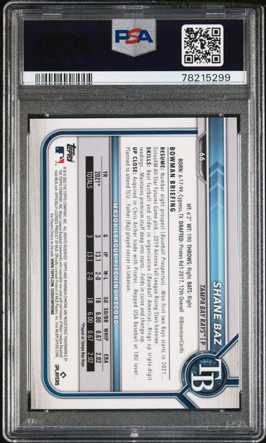 Shane Baz 2022 Bowman Chrome X Orange X-Fractor rookie card #'d 3/5 PSA 10