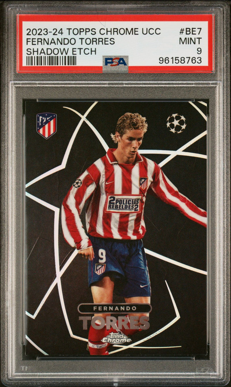 Fernando Torres 2023-24 Topps Chrome UEFA shadow etch PSA 9