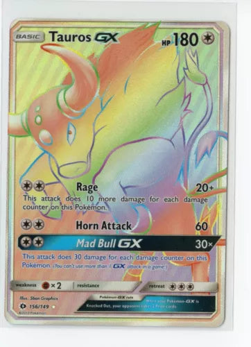 Tauros GX 2017 Pokemon lucky rainbow holo 154/149