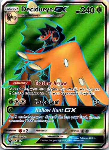 Decidueye GX Pokémon Sun and Moon Full Art Black Star Promo SM37