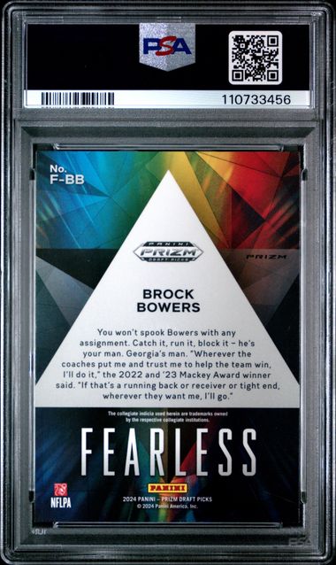 Brock Bowers 2024 Panini Prizm Draft Picks Fearless red ice prizm RC PSA 10