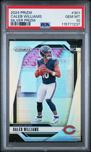 Caleb Williams 2024 Panini Prizm silver prizm rookie card PSA 10