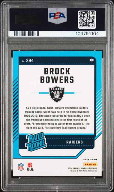 Brock Bowers 2024 Panini Donruss Optic Preview Red Pandora RC PSA 9