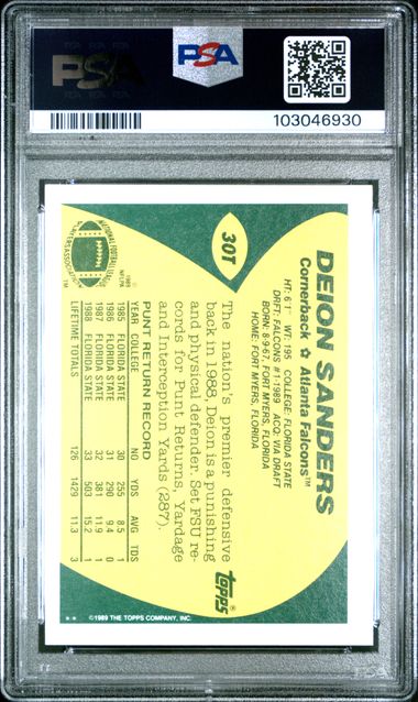 Deion Sanders 1989 Topps Traded #30T PSA 9
