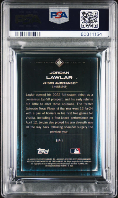 Jordan Lawler 2022 Bowman Transcendent Collection Bowman Icons /50 Batting PSA 9