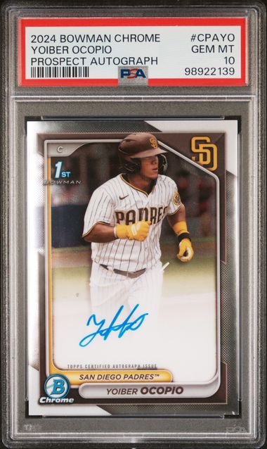 Yoiber Ocopio 2024 1st Bowman Chrome autograph PSA 10