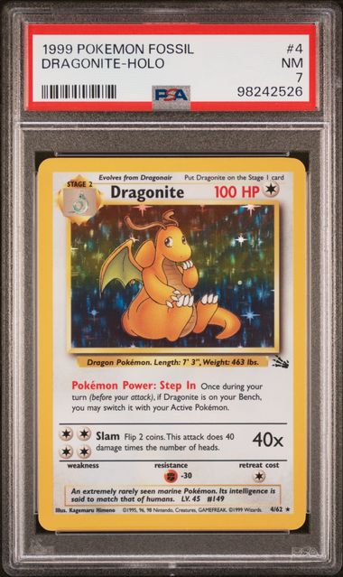 Dragonite 1999 Pokemon Fossil rare holo 4/62 PSA 7