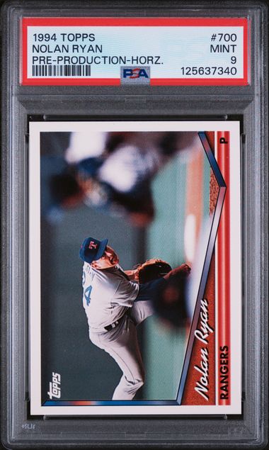 Nolan Ryan 1994 Topps Pre-Production Horizontal #700 PSA 9