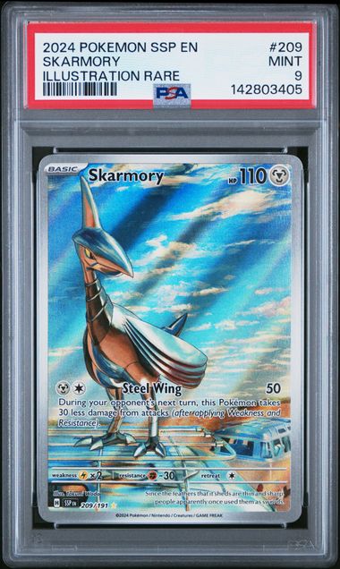 Skarmory Pokémon Surging Sparks Illustration Rare #209/191 PSA 9
