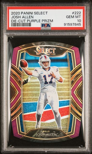 Josh Allen 2020 Panini Select die-cut purple prizm PSA 10