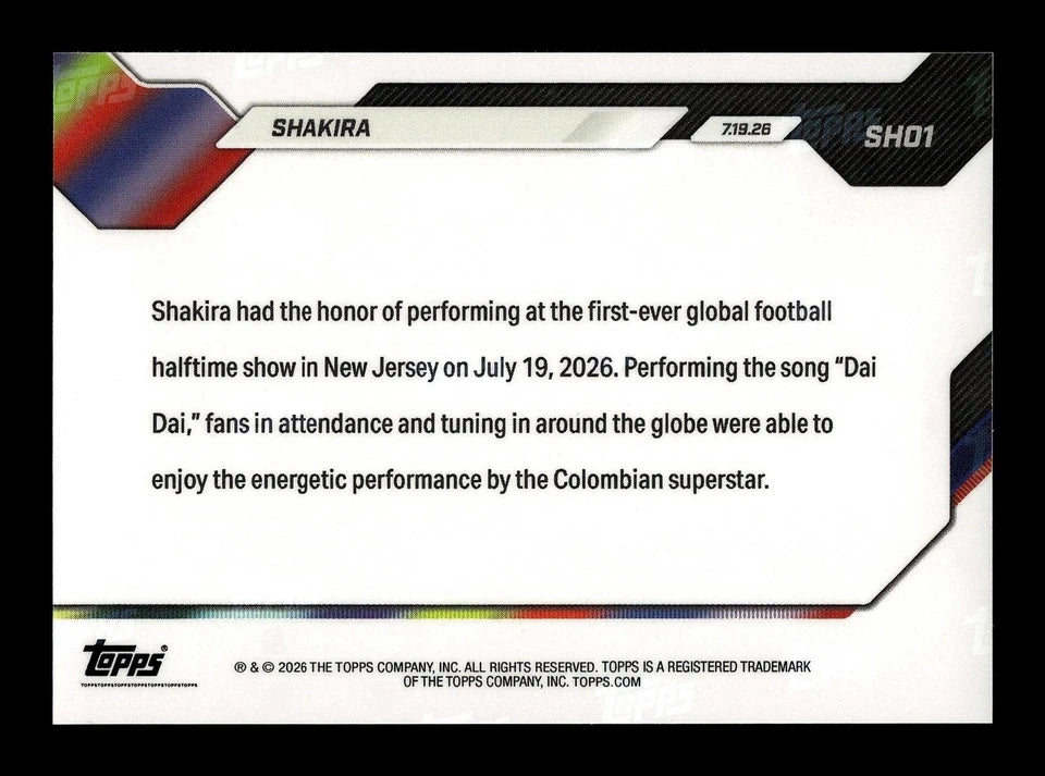 Shakira 2026 Topps Now - Headlines '26 World Cup Halftime Show #SH01