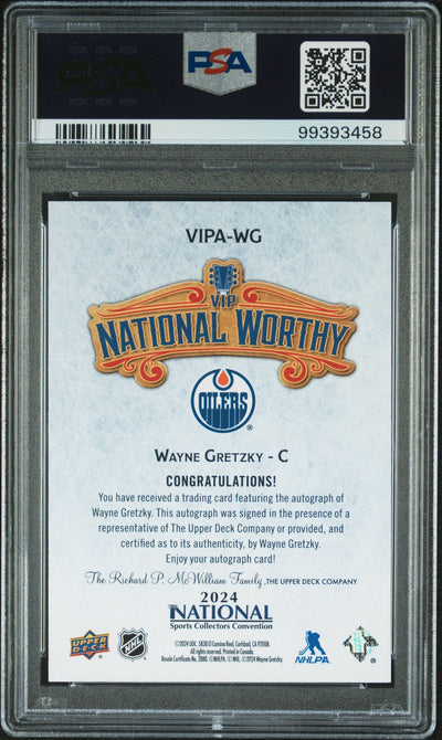 Wayne Gretzky 2024 Upper Deck VIP National Worthy Autograph #'d 06/10 PSA 9