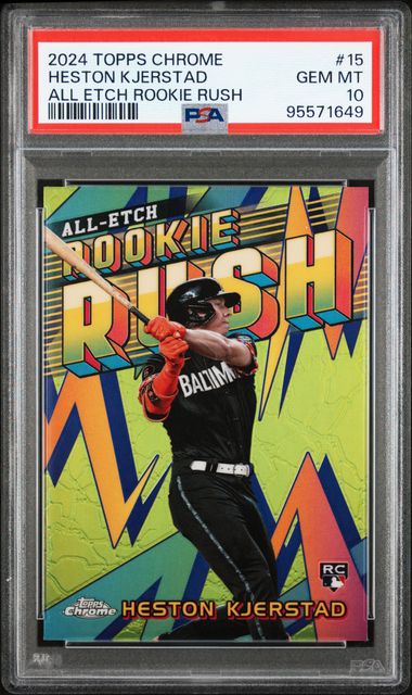 Heston Kjerkstad 2024 Topps Chrome All-Etch Rookie Rush PSA 10