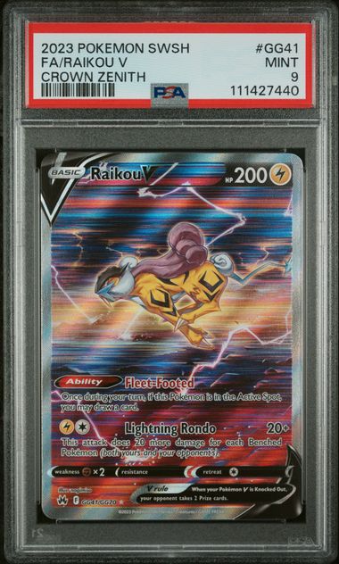 Raikou V Pokemon Crown Zenith Galarian Gallery #GG41/GG70 PSA 9