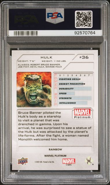 Hulk 2023 Marvel Platinum Rainbow Holofoil PSA 10