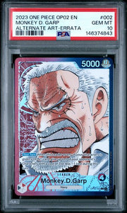 Monkey.D.Garp One Piece OP02 Alternate Art Leader Errata #OP02-002 PSA 10