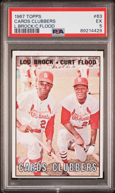 Cards Clubbers Lou Brock/Curt Flood 1967 Topps #63 PSA 5