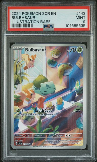 2024 Pokemon Scr EN-Stellar Crown Bulbasaur Illustration Rare 143 PSA 9
