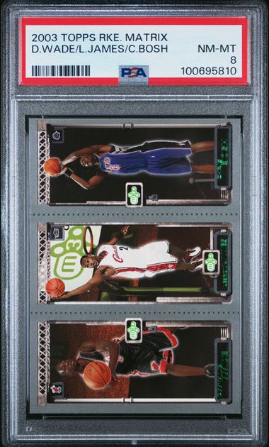 D. Wade/L. James/C. Bosh 2003 Topps Rookie Matrix PSA 8