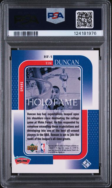 Tim Duncan 1999 Upper Deck HoloGrFx Holofame PSA 9