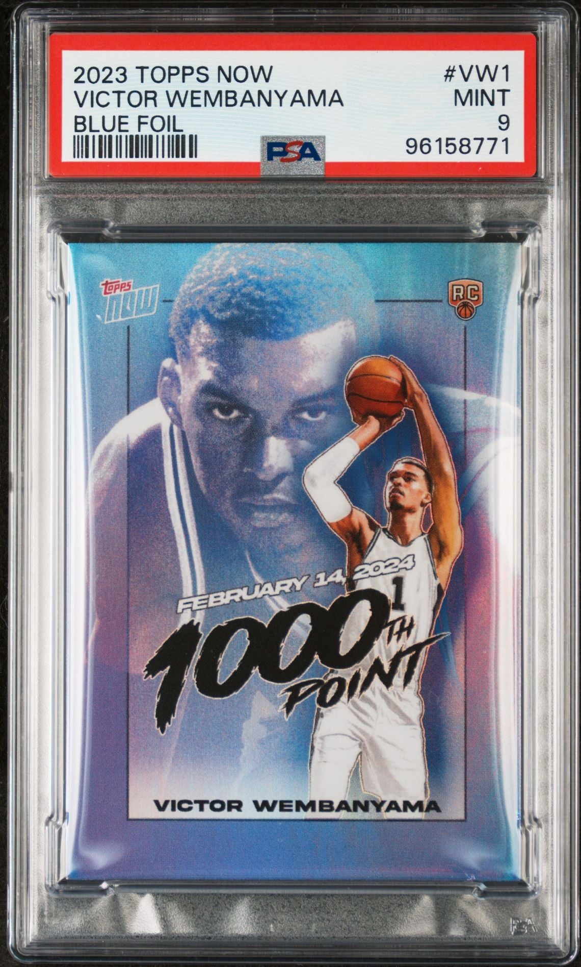 Victor Wembanyama 2023 Topps NOW blue foil #'d 35/49 PSA 9