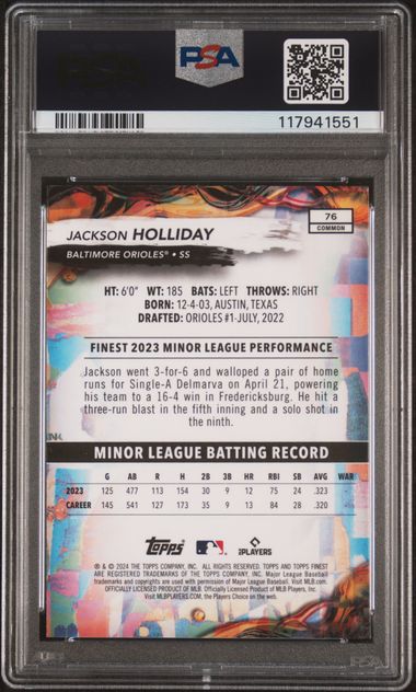 Jackson Holliday Topps Finest Checkerboard Refractor RC PSA 10