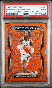 Bennedict Mathurin 2023 Obsidian Electric Etch Orange Flood #'d 70/99 PSA 9