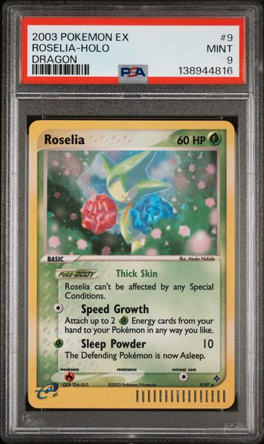 Roselia Pokémon EX Dragon Holo #9/97 PSA 9