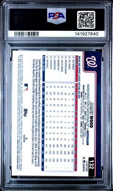 James Wood 2025 Topps Chrome X-Fractor RC PSA 10