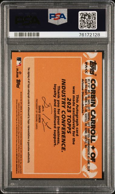 Corbin Carroll 2023 Topps Industry Conference autograph PSA 9 rookie card