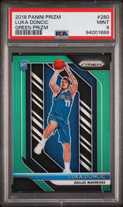 Luka Doncic 2018 Panini Prizm green prizm rookie card PSA 9