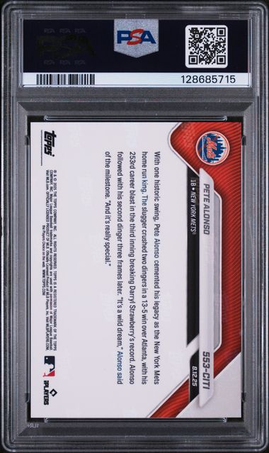Pete Alonso 2025 Topps NOW Mets Citi Field Exclusive Orange SSP #553-Citi PSA 10
