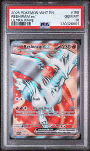 Reshiram ex 2025 Pokemon White Flare Ultra rare #158/086 PSA 10