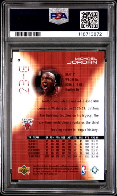 Michael Jordan 2003 Upper Deck Hardcourt #9 PSA 8