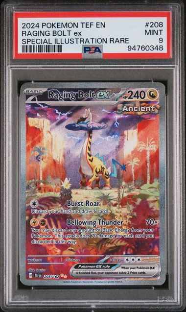 Raging Bolt ex 2024 Pokemon Temporal Forces Special Illustration rare #208/162 PSA 9