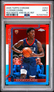 VJ Edgecomb 2025 Topps Chrome RWB refractor rookie card PSA 9