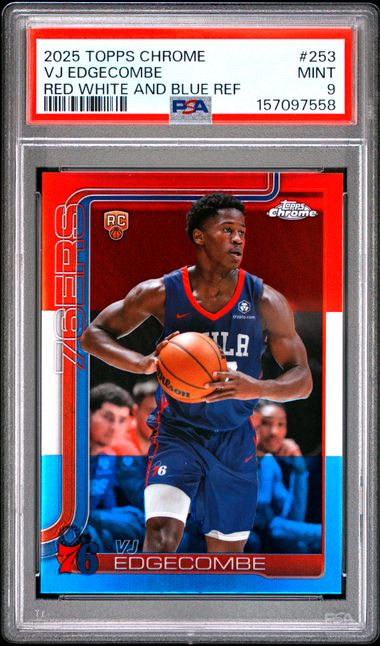 VJ Edgecomb 2025 Topps Chrome RWB refractor rookie card PSA 9