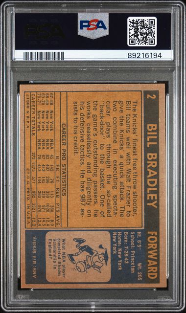 Bill Bradley 1971 Topps #2 PSA 5