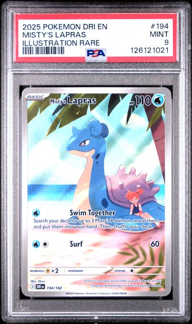 Misty's Lapras Pokemon Destined Rivals Illustration rare #194/182 PSA 9