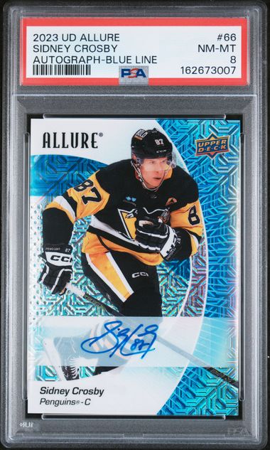 Sidney Crosby 2023-24 Upper Deck Allure Blue Line autograph #'d 14/35 PSA 8