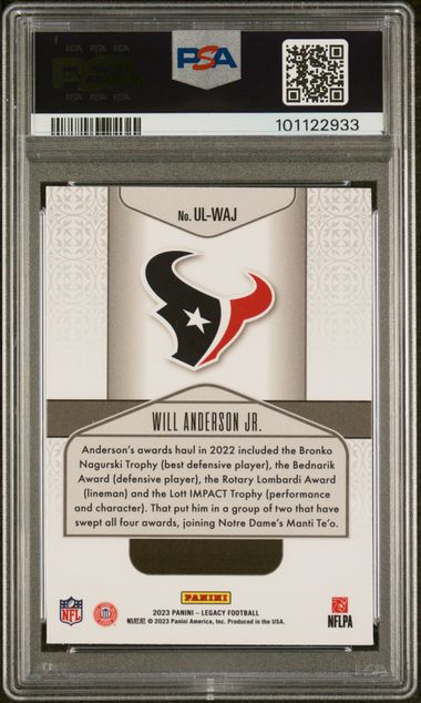 Will Anderson Jr. 2023 Panini Legacy Under the Lights Black & White SP PSA 10
