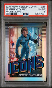 Mister Fantastic 2025 Topps Chrome Marvel Icons PSA 8