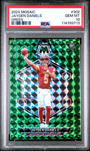 Jayden Daniels 2024 Panini Green Mosaic RC PSA 10
