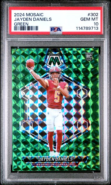 Jayden Daniels 2024 Panini Green Mosaic RC PSA 10