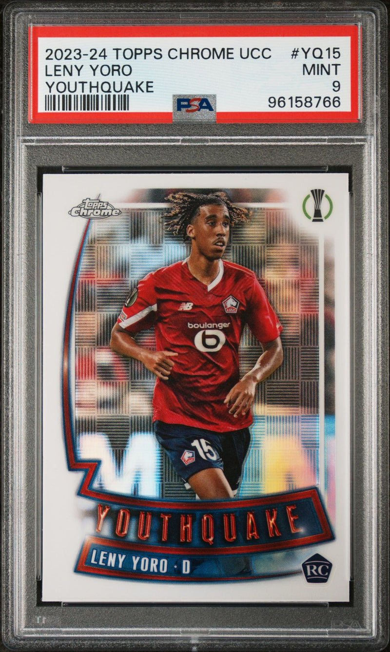 Leny Yoro 2023-24 Topps Chrome UEFA Youthquake PSA 9