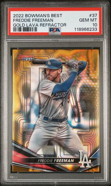 Freddie Freeman 2022 Bowman's Best Gold Lava Refractor PSA 10