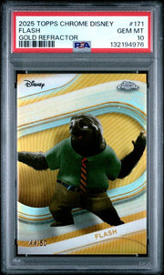 Flash 2025 Topps Chrome Disney #171 Gold Refractor /50 PSA 10